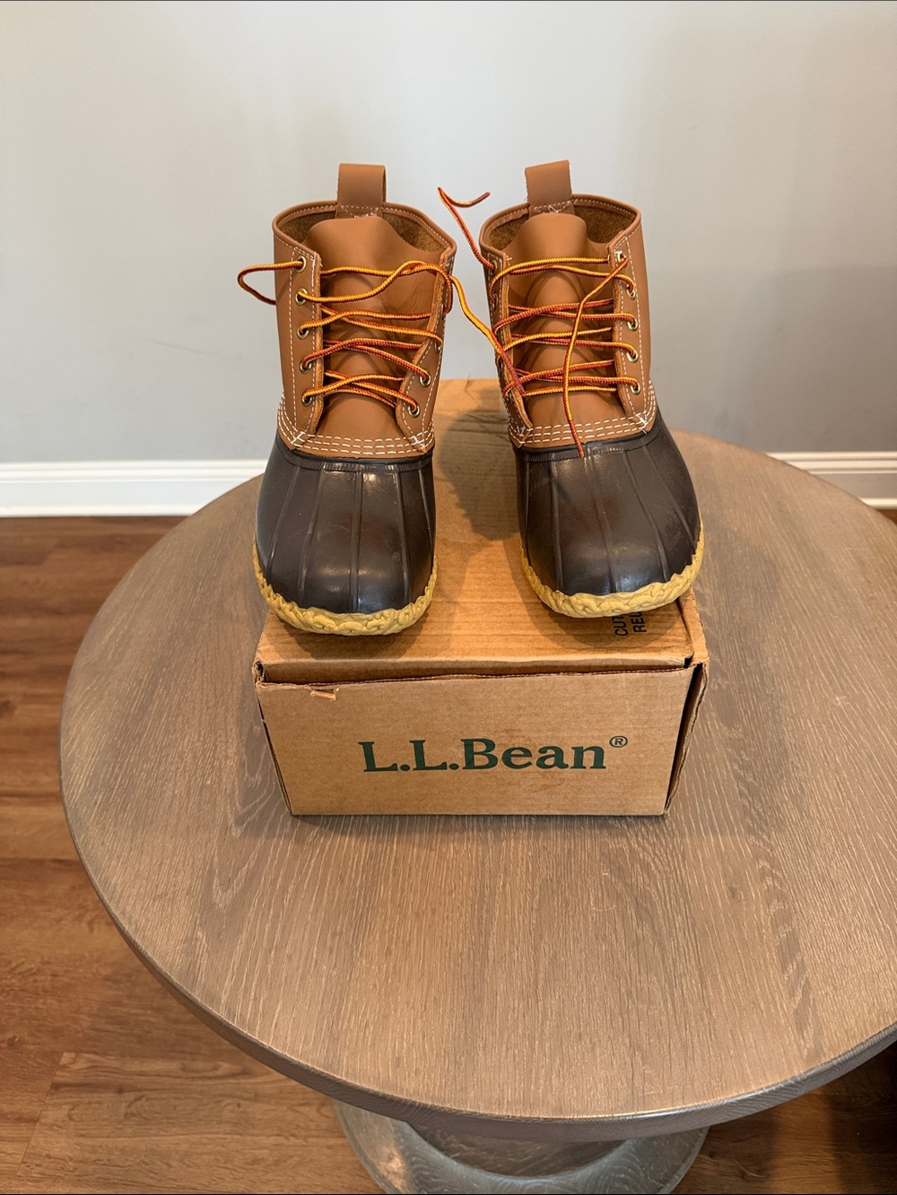 L.L. Bean Men’s Brown and Dark Brown Rubber-Soled Duck Boots